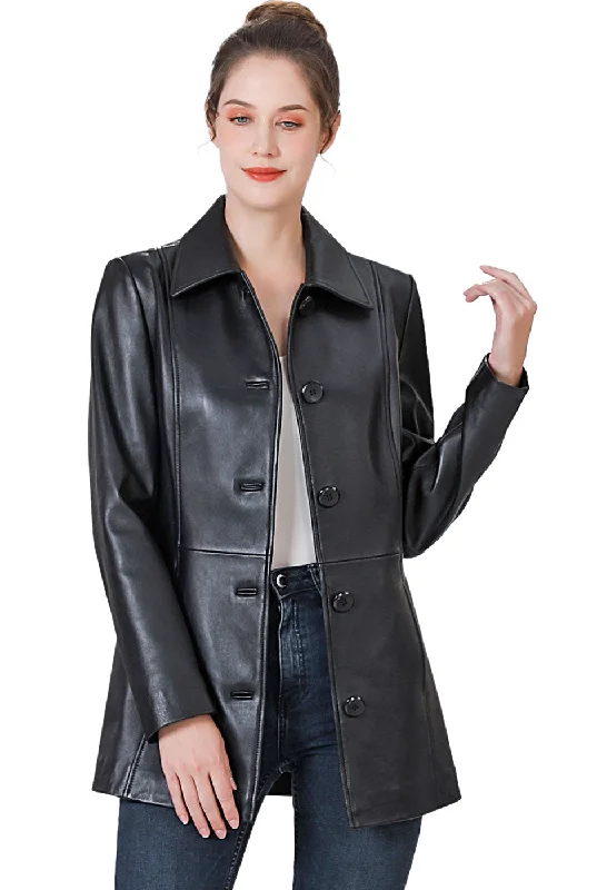 BGSD Women Dana Lambskin Leather Car Coat