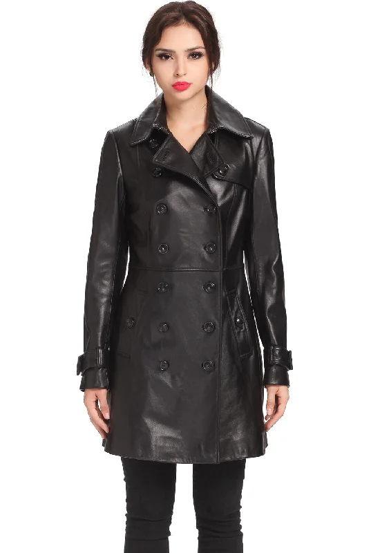 BGSD Women Ginger Lambskin Leather Coat