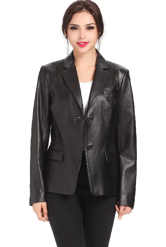 BGSD Women Kristina New Zealand Lambskin Leather Blazer