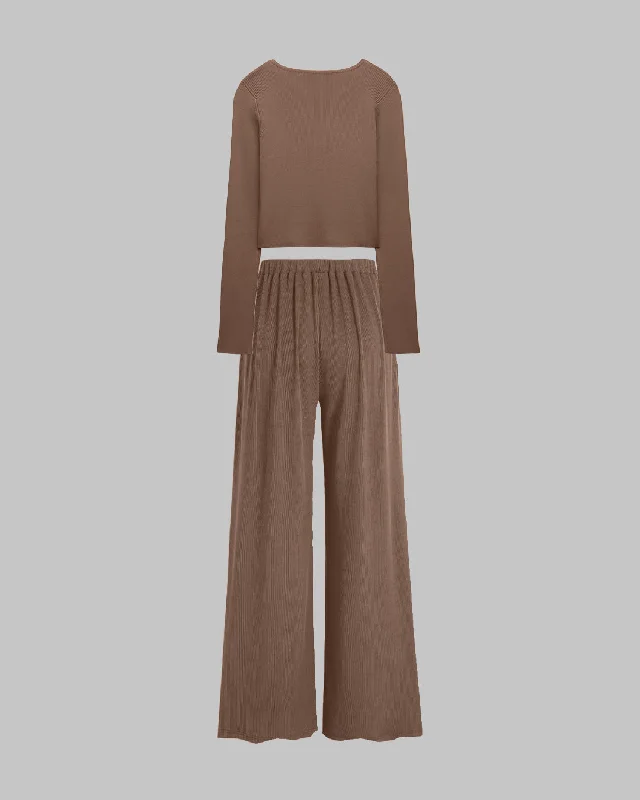 korean-minimal-aesthetic-set-of-full-sleeve-top-with-trouser-in-brown