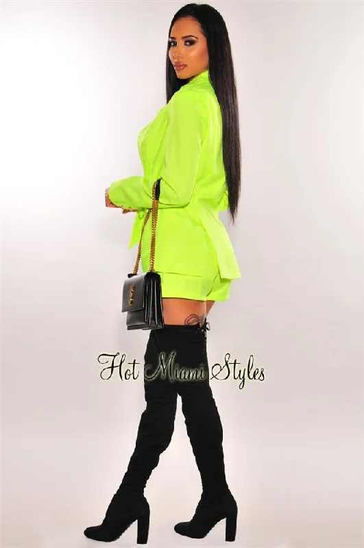 neon-lime-belted-coat-shorts-two-piece-set