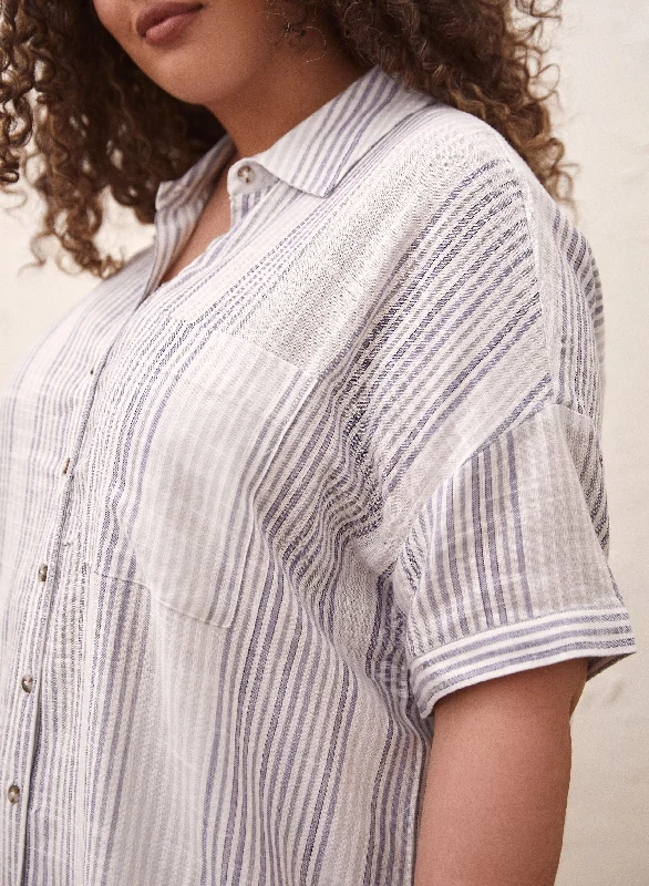 Dex - Stripe Print Linen Top