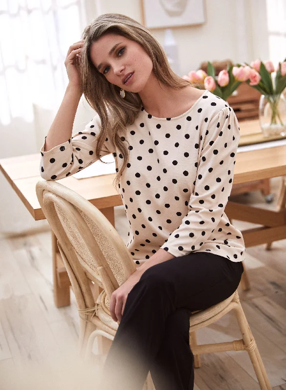 Dot Print Scoop Neck Top