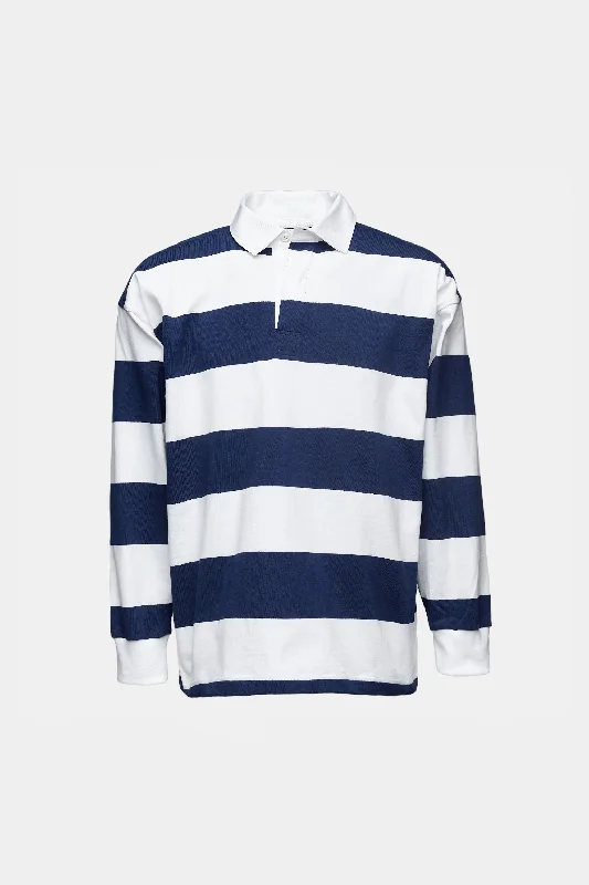 Wide Striped Rugby Shirt - Navy/White