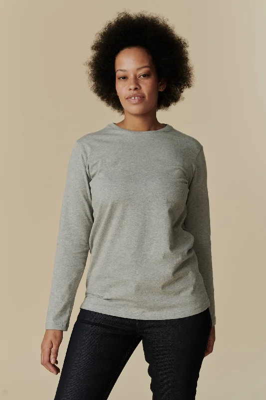 Women's Long Sleeve T Shirt Grey Marl