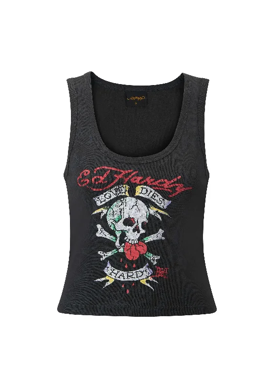 Womens Love-Dies-Hard Vest - Black