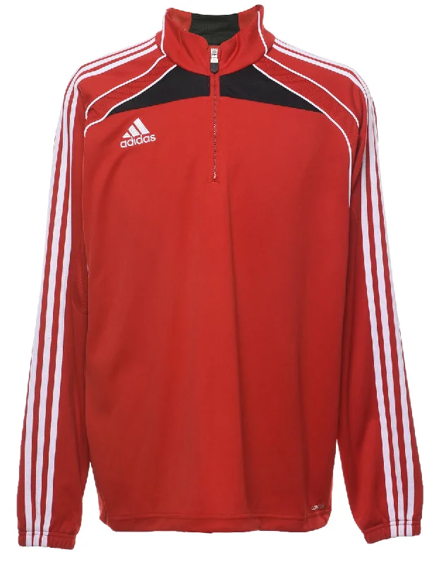 Adidas Plain Red, Black & White Zip-Front Track Top - XL