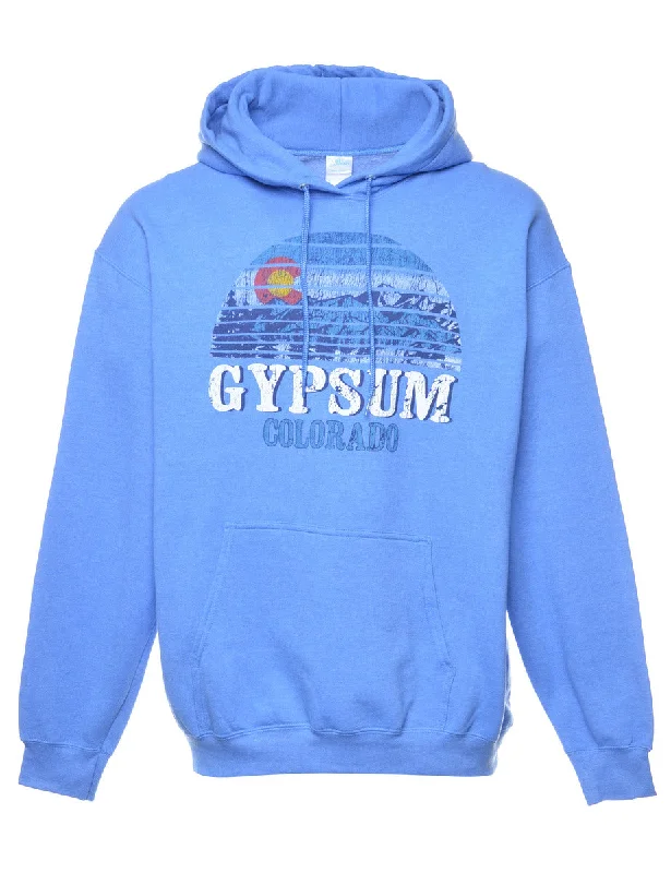 Blue Gypsum Colorado Printed Hoodie - XL