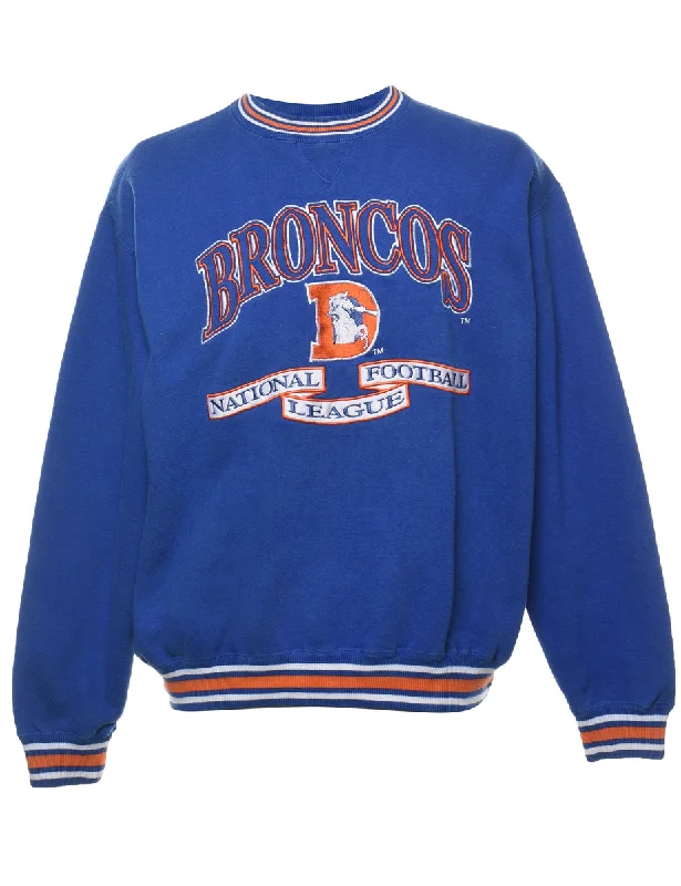 Broncos Embroidered Blue & Orange Sweatshirt - L