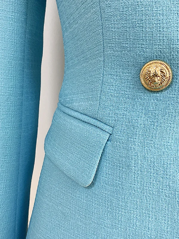 Double-Breasted Blazer in Light Blue