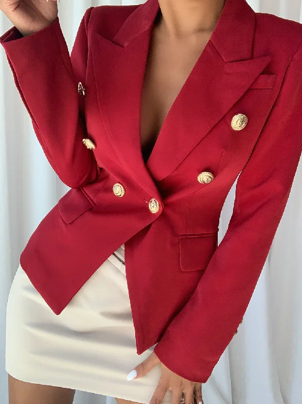 Double Breasted Red Blazer