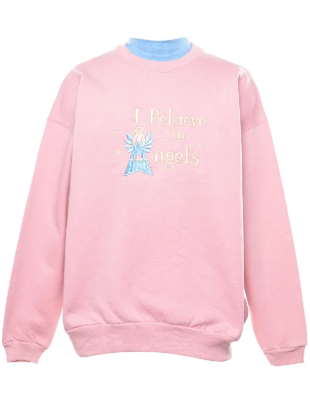 I Believe In Angels Embroidered Sweatshirt - L