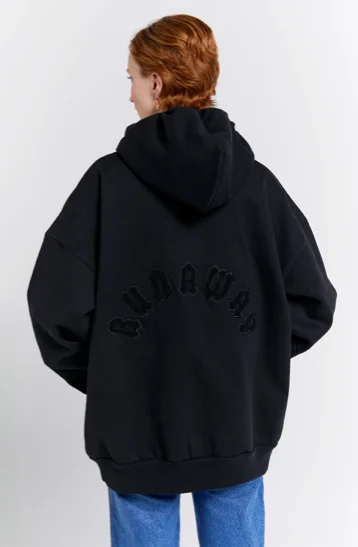 Karen Walker Runaway Arch Recycled Cotton Oversized Hoodie - Black