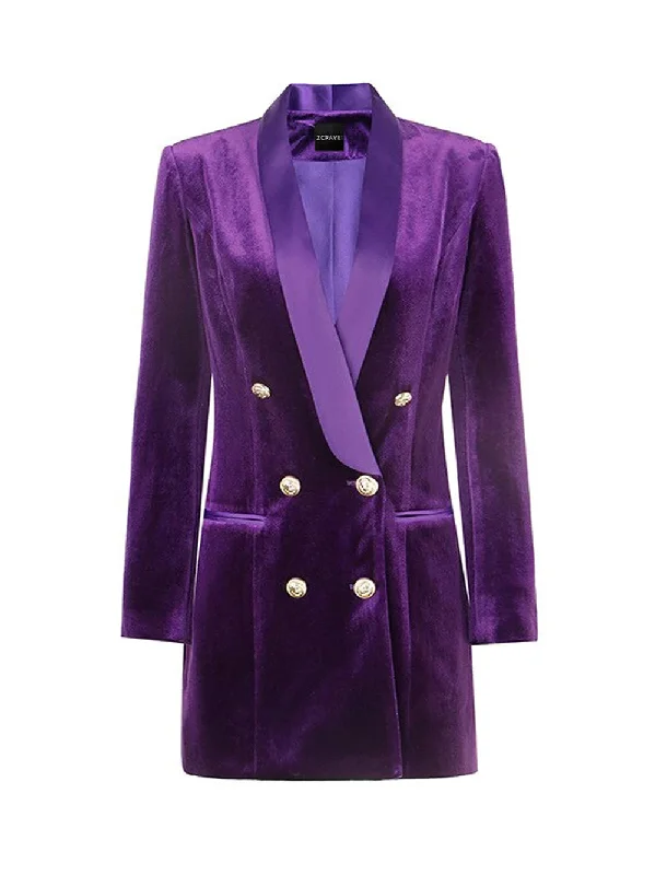 LAPELE Velvet Blazer Dress in Purple