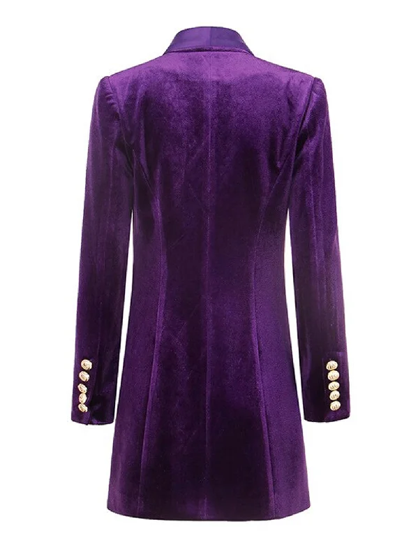 LAPELE Velvet Blazer Dress in Purple