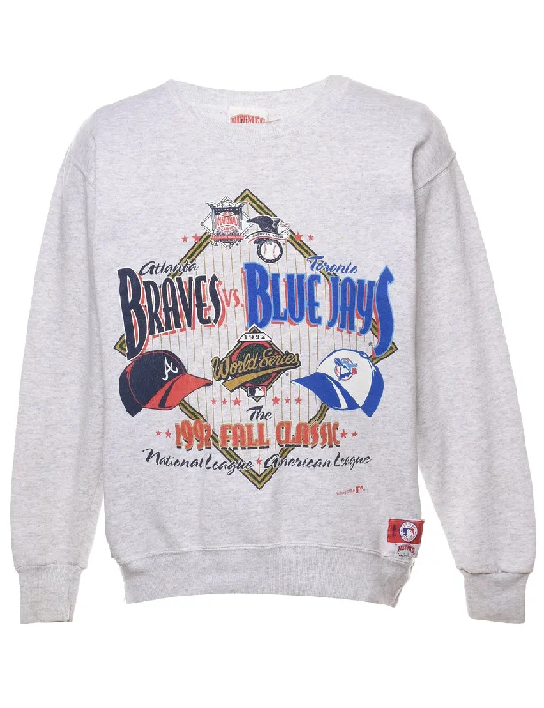 Marl Grey Braved & Blue Jays Printed Sweatshirt - M