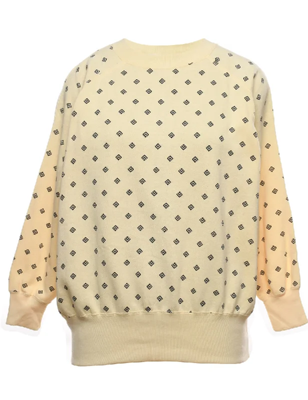 Pale Yellow Printed Sweatshirt - M