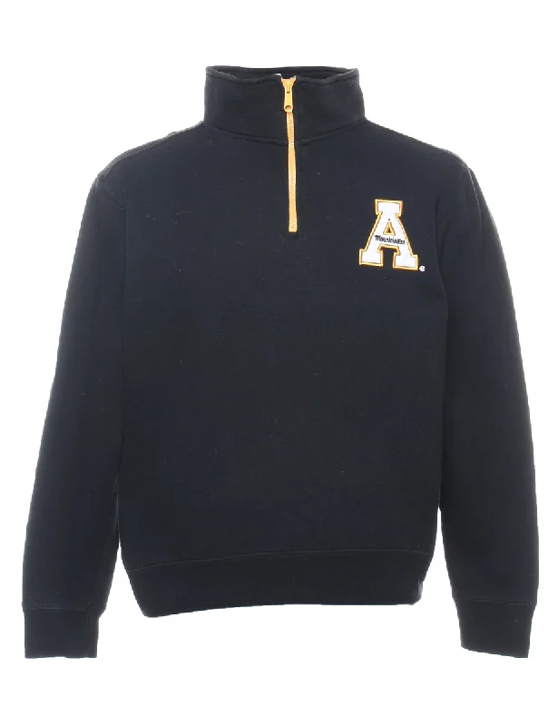 Quarter-Zip Black & Yellow Embroidered Sweatshirt - S