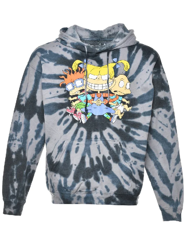 Tie-dye Hooded Cartoon Sweatshirt - XL