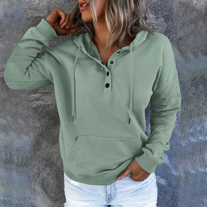 Fashion Long Sleeve Solid Color Oversized Pocket Hoodie