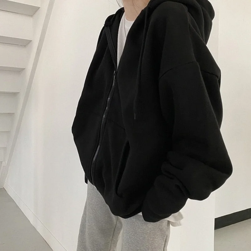 Oversized Zipper Korean Version Thin  Hoodie