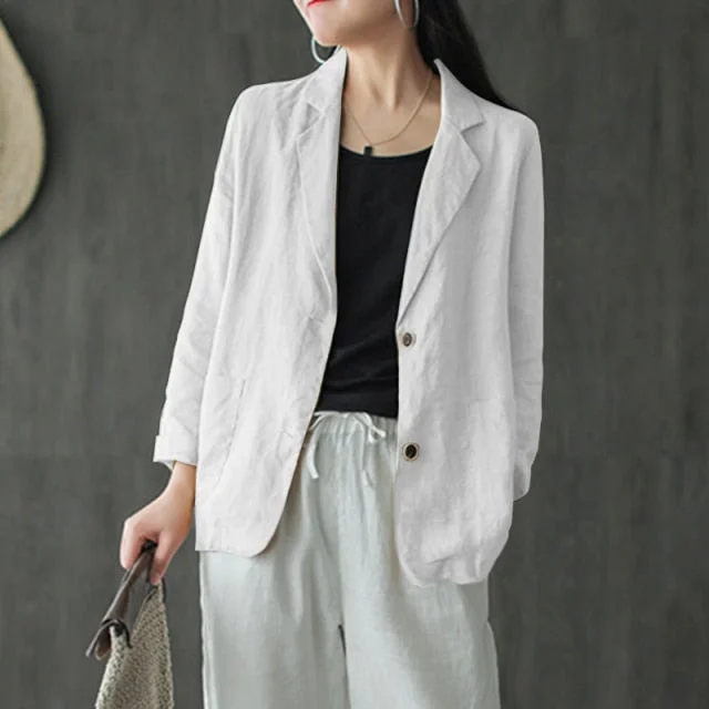 Casual Long Sleeve Single Button Overcoats Fashion Cotton Blazer