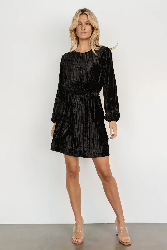 Anastasia Velvet Short Dress | Black