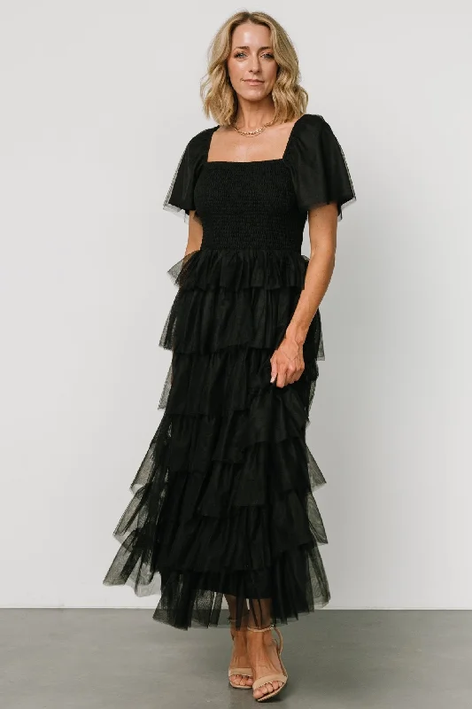 Cherise Tulle Tiered Dress | Black