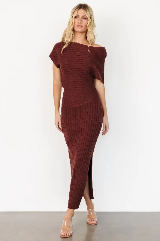 Clara Ribbed Sweater Dress | Mahogany Brown