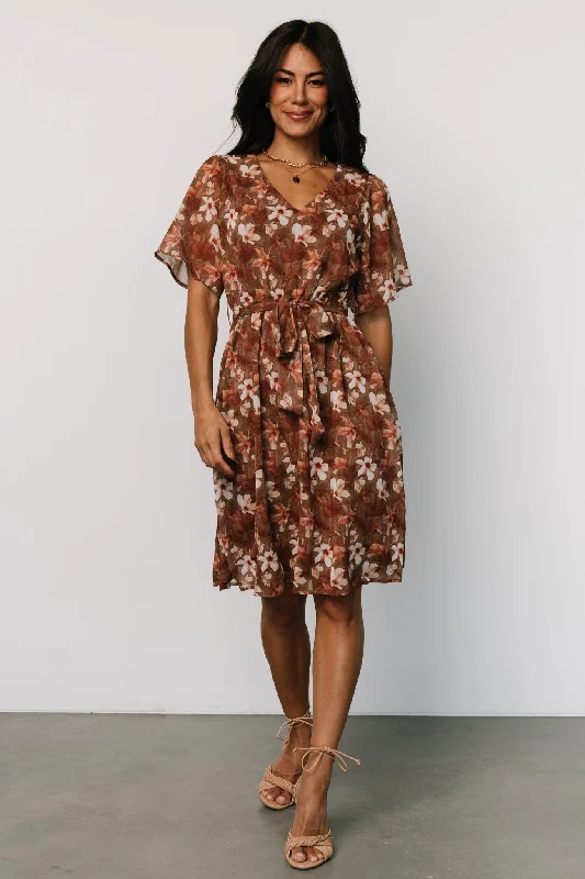 Hailey Short Dress | Rust Floral