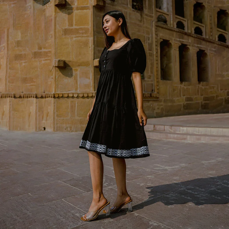 Dress for Women | Cotton Tiered Dress | Black