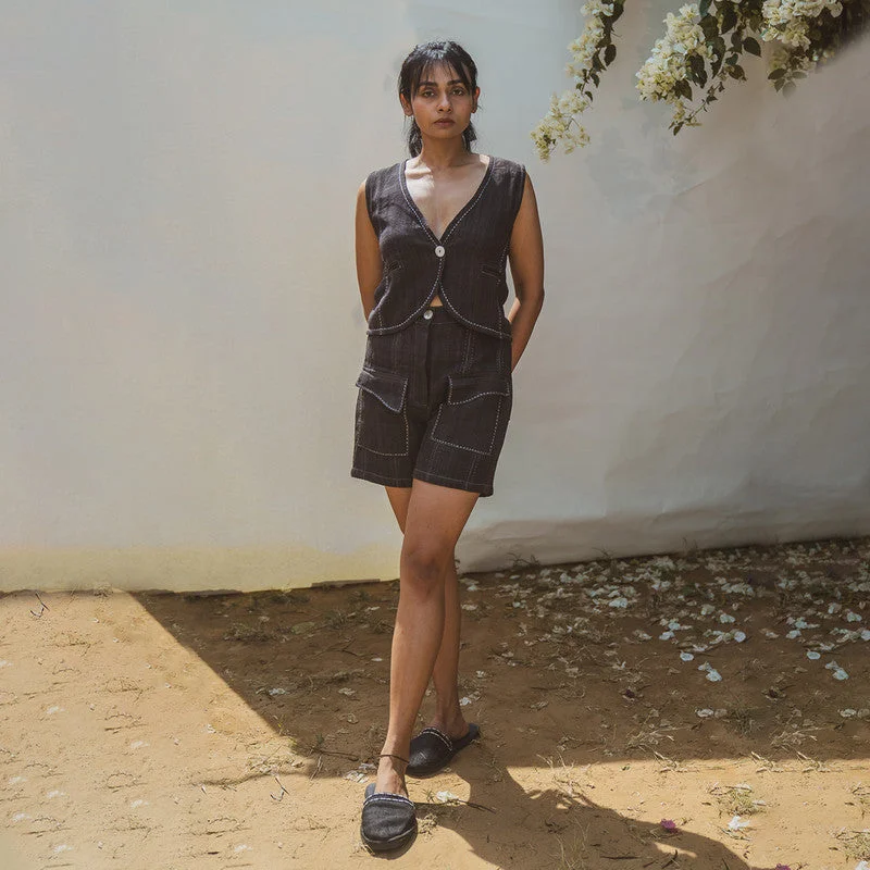 Shorts for Women | Kala Cotton Shorts | High-Waist | Black