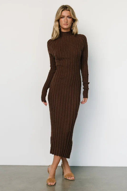 Oliver Ribbed Sweater Dress | Chocolate