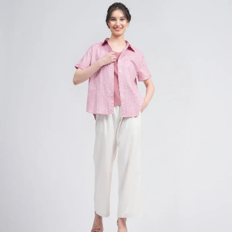 Organic Cotton Co Ord Set for Women | Pink & Cream | Set of 3