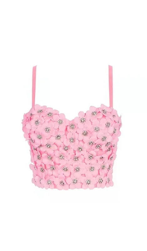 PINK FLOWER CRYSTAL TOP