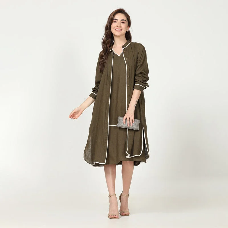 Linen Dress & Overlay for Women | Olive