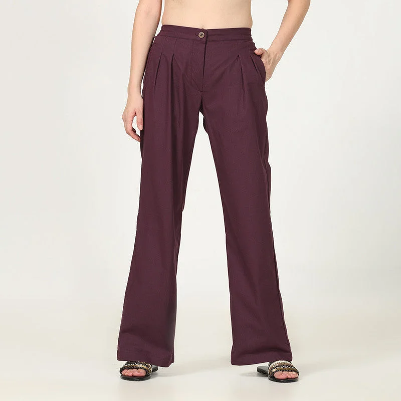 Pleated Formal Trousers  for Women | Coffee Brown