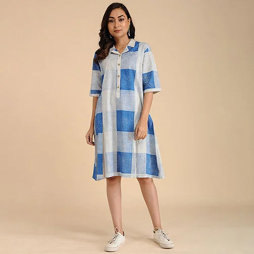 Indigo Block Print Dress | Cotton Dress | Knee Length