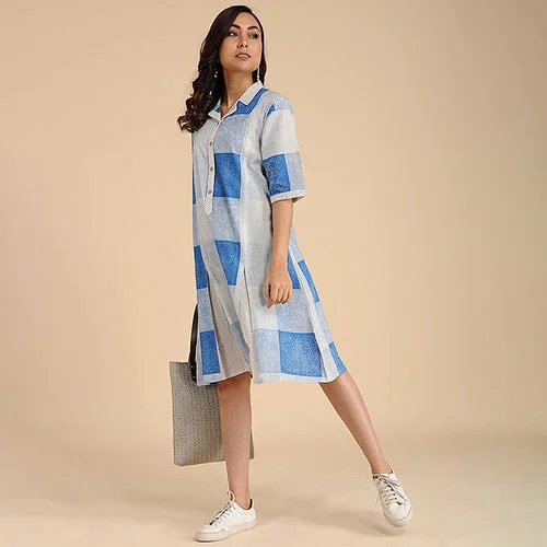 Indigo Block Print Dress | Cotton Dress | Knee Length