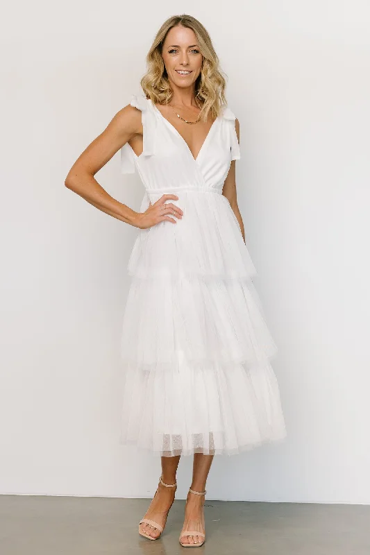 Tessa Tiered Tulle Tank Dress | White