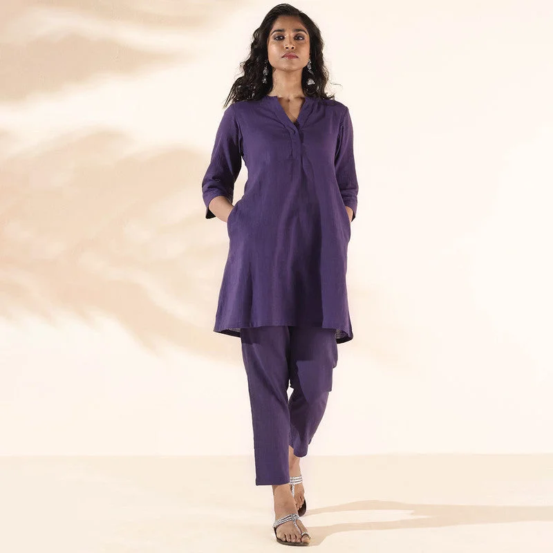 Cotton Co Ord Set for Women | Purple | Relaxed Fit