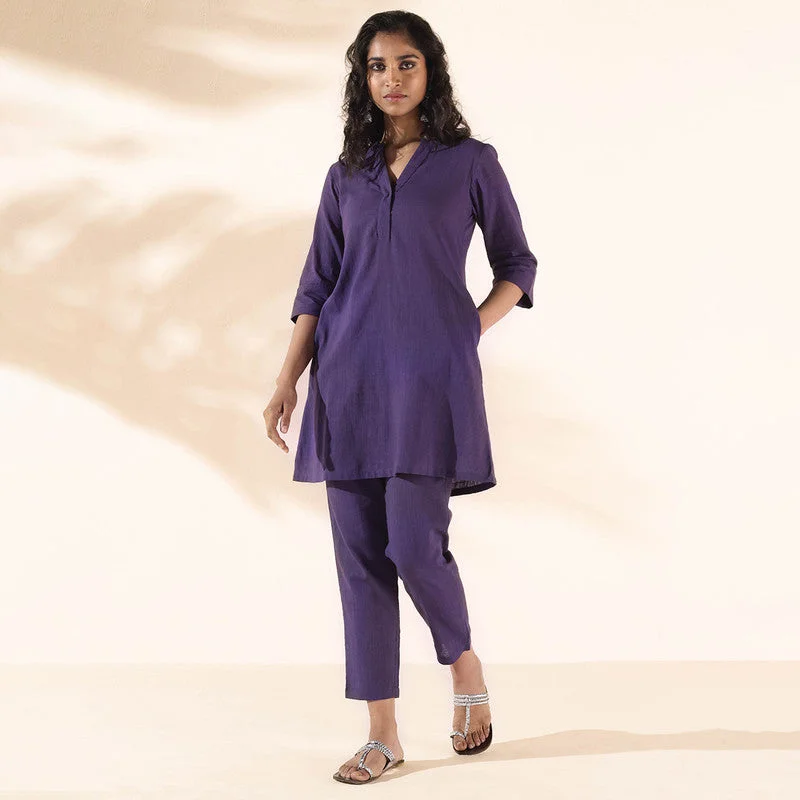 Cotton Co Ord Set for Women | Purple | Relaxed Fit