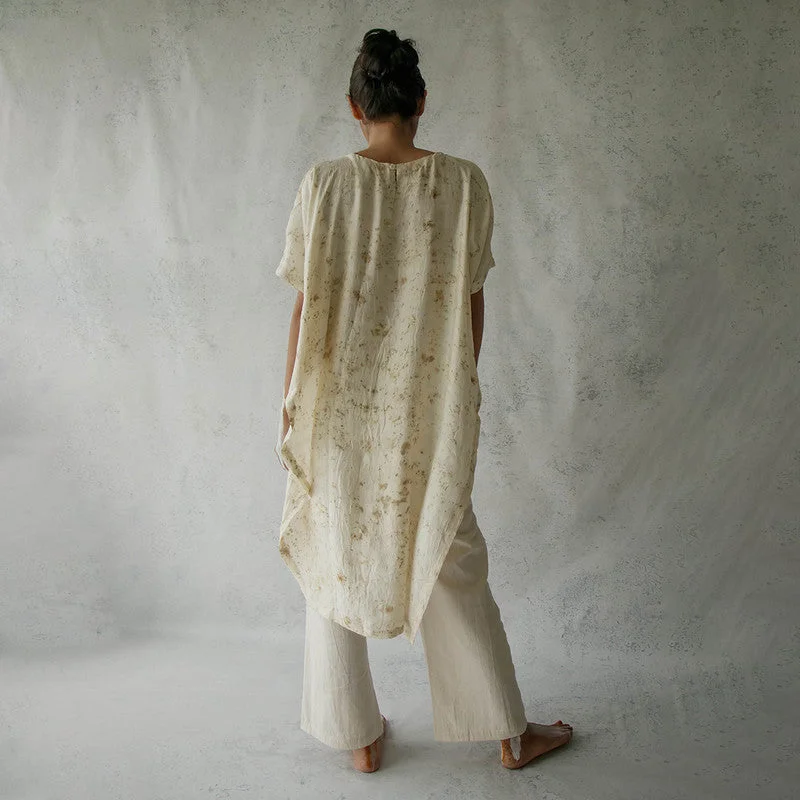 Mulberry Silk High Slit Tunic | Natural Dyed | Beige