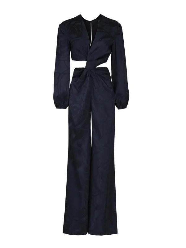 Joely Jumpsuit Navy Jacquard