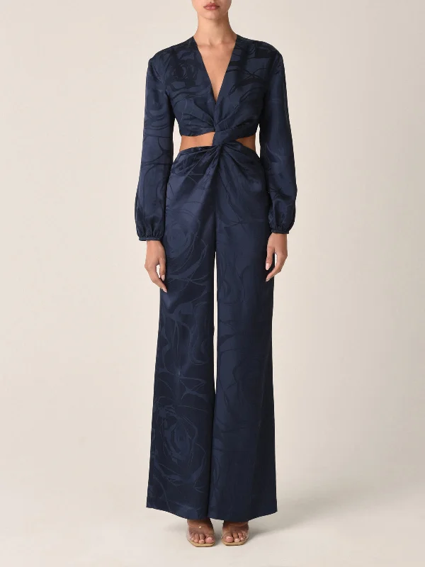 Joely Jumpsuit Navy Jacquard