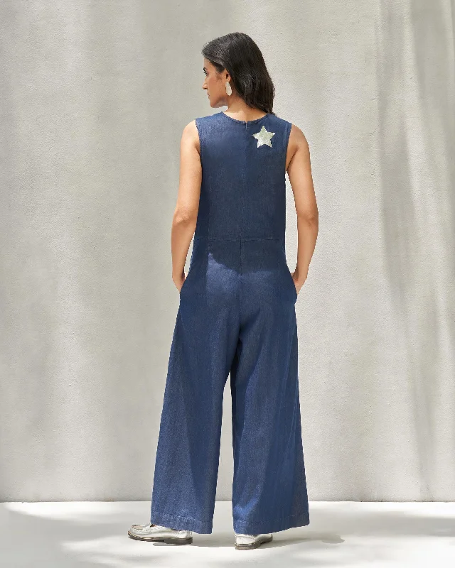 Front Knot Jumpsuit - Denim