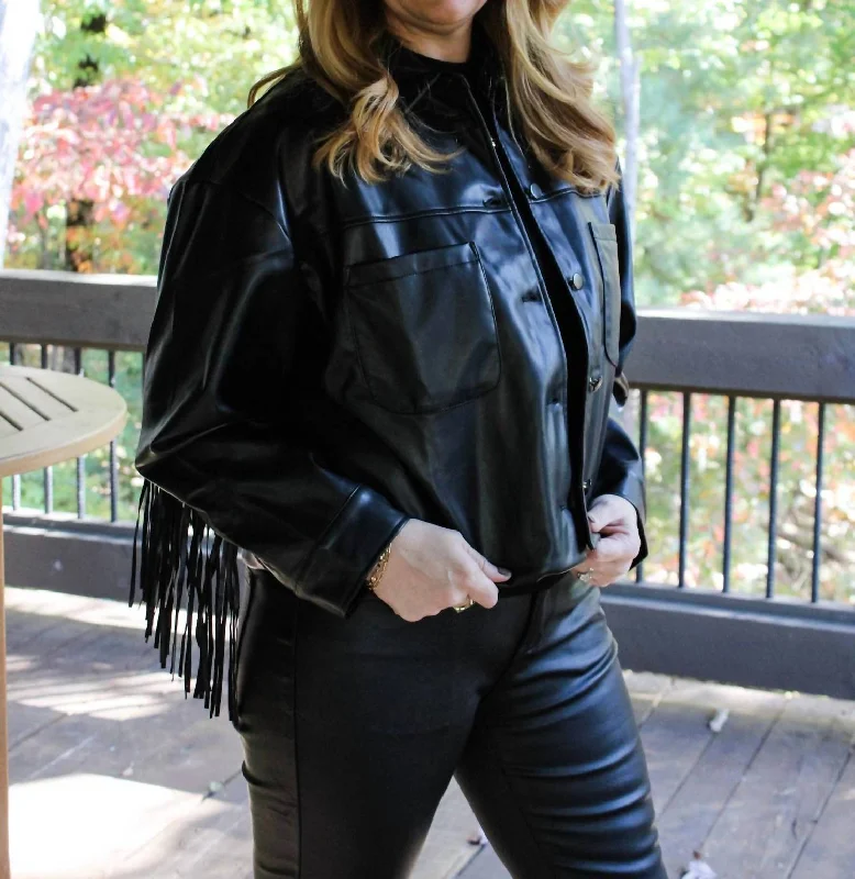 Back Faux Leather Jacket In Black