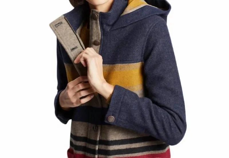 Camp Stripe Wool Parka In Bridger Stripe Navy