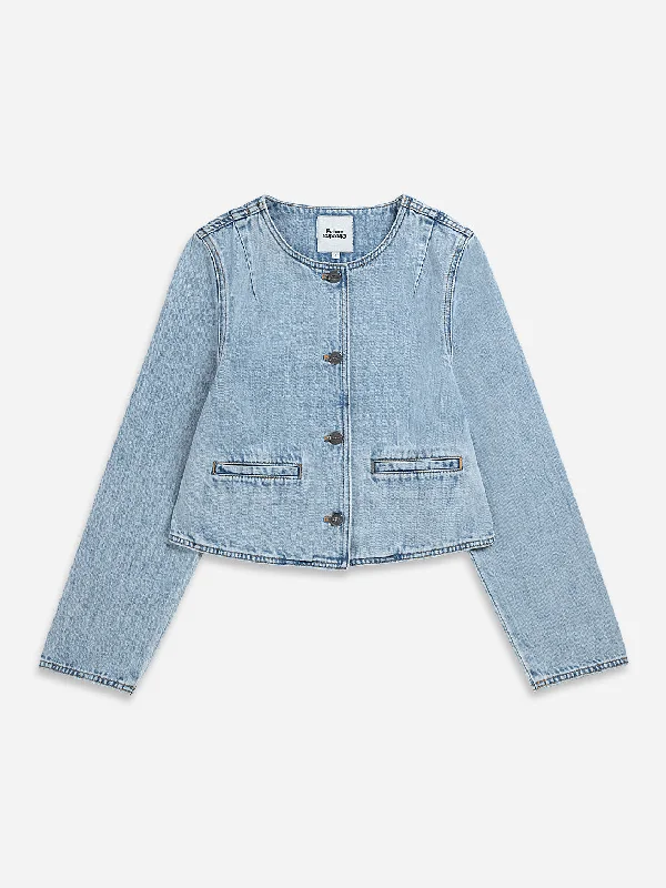 Bleached Denim Cropped Jacket