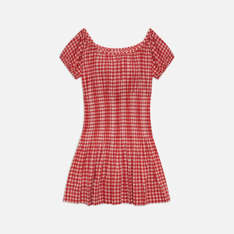 Frankies Bikinis Sadie Gauze Dress - Cherry Gingham